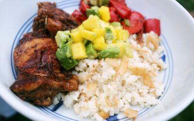 Caribbean Jerk Chicken with Coconut Cauliflower Rice